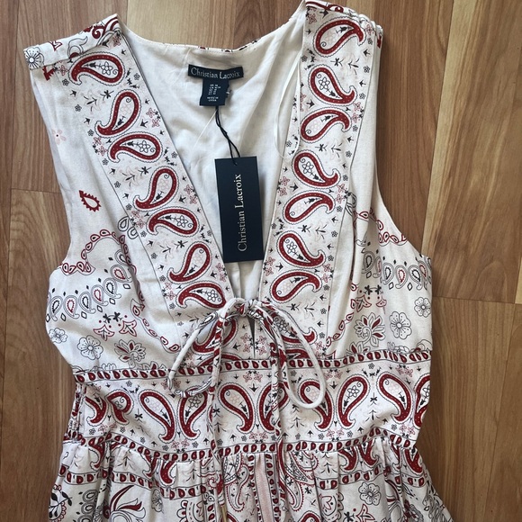 New Christian Lacroix Cream Maxi Sundress V-Neck Wedding Guest - Picture 3 of 12